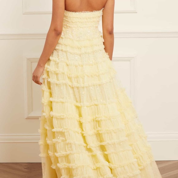 Needle & Thread VIOLET SHIMMER STRAPLESS GOWN and CAPE! US 6, Yellow, worn once - Picture 10 of 14